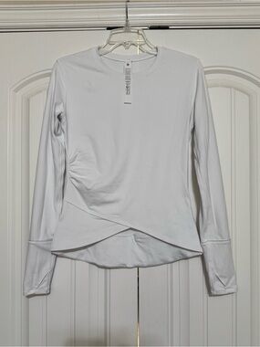 Lululemon Rulu Gathered-Waist Long-Sleeve Running Top White Size Small